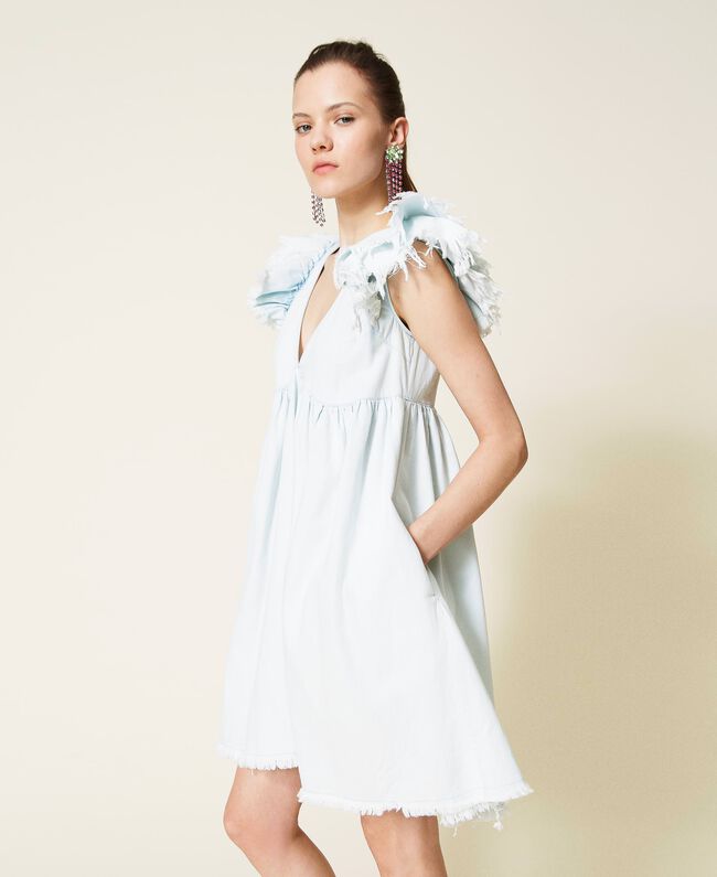 Twinset Denim dress with frayed sleeves